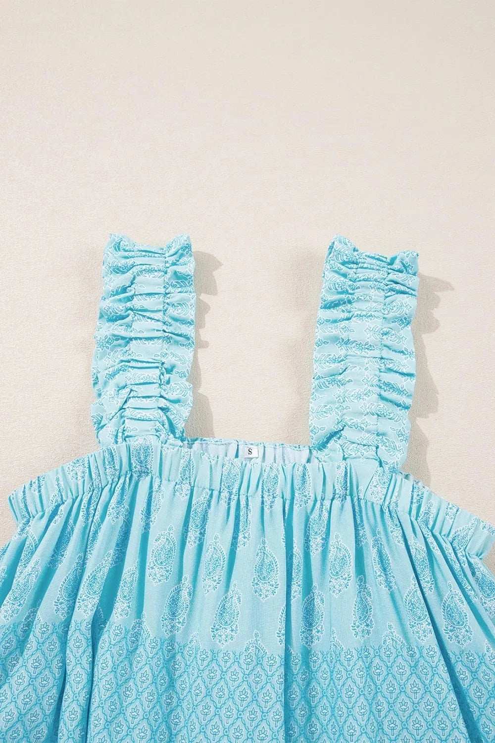 Printed Ruffled Wide Straps Tank - Trendsi - Flyclothing LLC