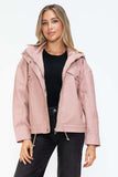 How Dare U Drawstring Hem PU Leather Zip Up Jacket - Trendsi - Flyclothing LLC