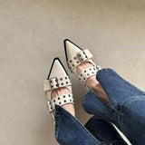 Point Toe Eyelet Buckle Slip-Ons - Trendsi - Flyclothing LLC