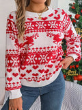 Christmas Element Round Neck Long Sleeve Sweater - Trendsi - Flyclothing LLC