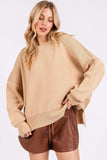 Mittoshop Side Slit Round Neck Drop Shoulder Sweater - Trendsi - Flyclothing LLC