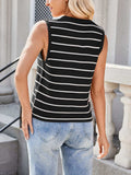 Tie Front Striped Knit Vest - Trendsi - Flyclothing LLC