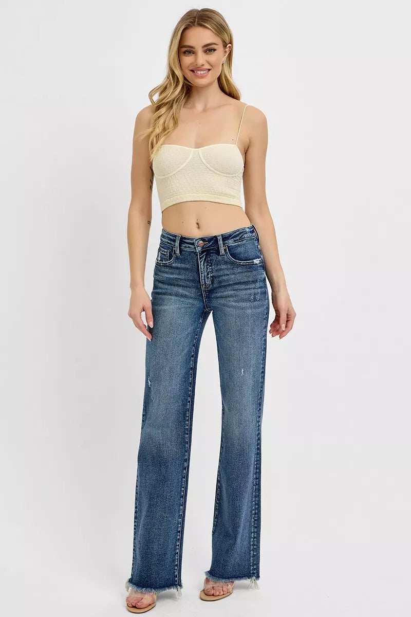 RISEN Full Size Tummy Control High Rise Long Straight Jeans Plus Size - Trendsi - Flyclothing LLC