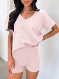 V-Neck T-Shirt and Shorts Set - Trendsi - Flyclothing LLC