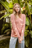 BiBi Mir Solid Raw Edge Neckline Thumb Opening Top - Trendsi - Flyclothing LLC