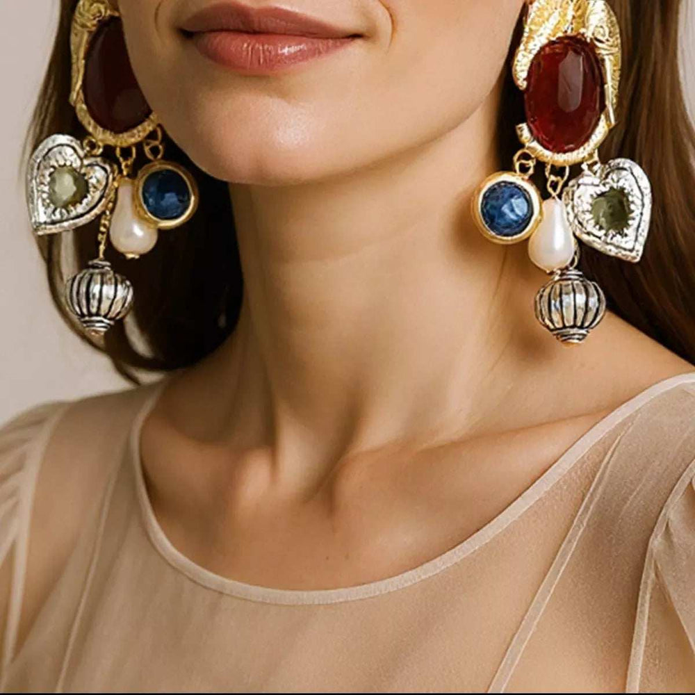 Zinc Alloy Heart Dangle Earrings - Trendsi - Flyclothing LLC