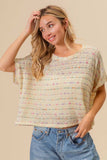 BiBi Striped Popcorn Knit Top - Trendsi - Flyclothing LLC