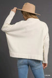 Umgee V-Neck Sweater with Wide Trim Detail - Trendsi - Flyclothing LLC