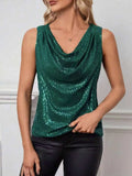 Sequin Cowl Neck Tank - Trendsi - Flyclothing LLC