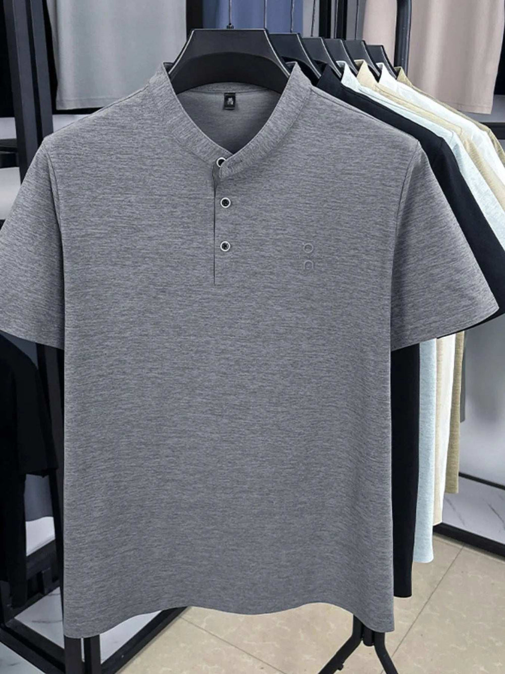 Men's Plus Size Button Detail Short Sleeve Polo - Trendsi - Flyclothing LLC