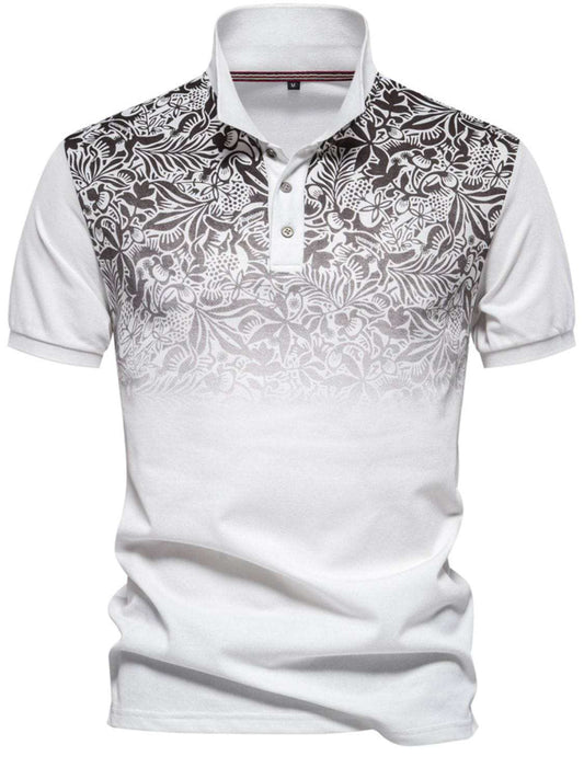 Men's Printed Collared Neck Short Sleeve Polo - Trendsi - Flyclothing LLC