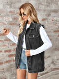 Raw Hem Sleeveless Button Up Denim Jacket - Trendsi - Flyclothing LLC
