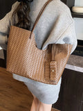 Woven Texture Large Capacity Tote Bag - Trendsi - Flyclothing LLC