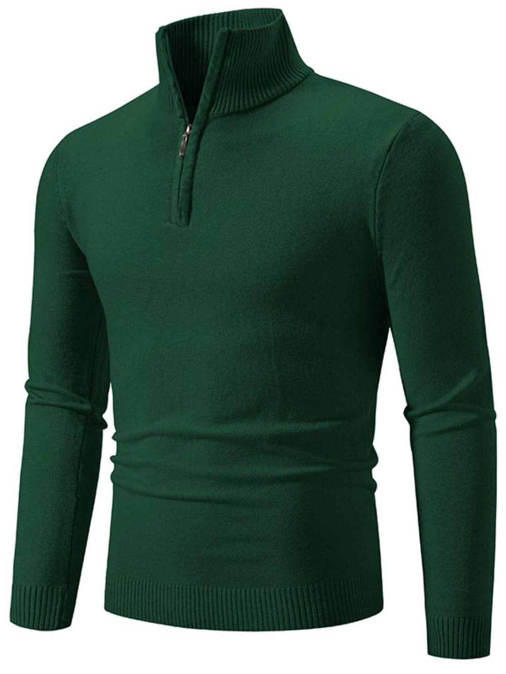Men's Plus Size Quarter Zip Long Sleeve Knit Top - Trendsi - Flyclothing LLC