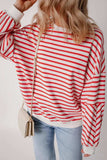 Striped Dropped Shoulder Long Sleeve Sweatshirt - Trendsi - Flyclothing LLC