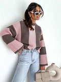 Color Block Long Sleeve Sweater - Trendsi - Flyclothing LLC