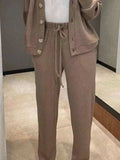 Full Size Button Up Long Sleeve Top and Pants Set - Trendsi - Flyclothing LLC