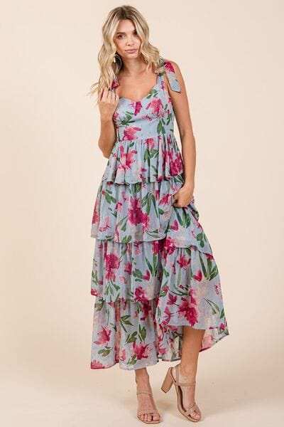 Mittoshop Layered Floral Sweetheart Neck Maxi Dress - Trendsi - Flyclothing LLC