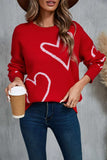 Angel Wings Heart Dropped Shoulder Long Sleeve Sweater - Trendsi - Flyclothing LLC