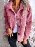 Full Size Fuzzy Button Up Drop Shoulder Jacket - Trendsi - Flyclothing LLC