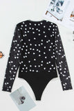 Heart Square Neck Long Sleeve Bodysuit - Trendsi - Flyclothing LLC