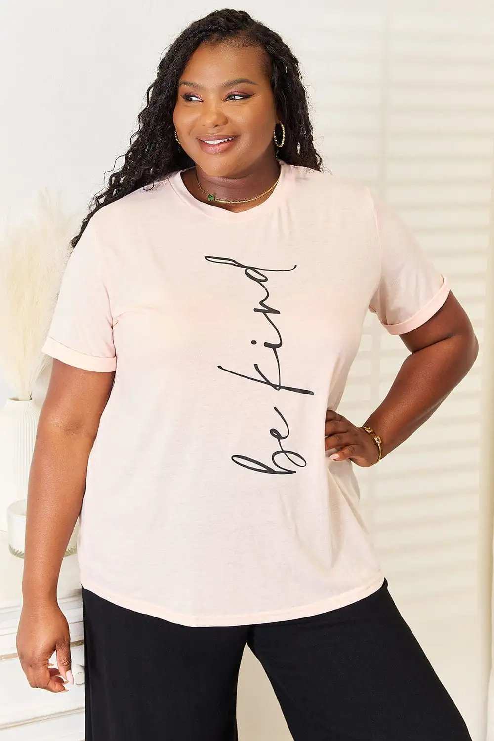 Simply Love BE KIND Graphic Round Neck T-Shirt - Trendsi - Flyclothing LLC