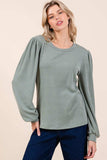 Mittoshop Round Neck Long Sleeve Rib Knit Top - Trendsi - Flyclothing LLC