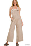 Zenana Washed Knot Strap Pockets Jumpsuit - Trendsi - Flyclothing LLC