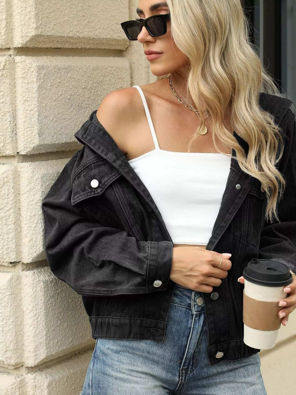 Washed Button Up Hooded Denim Jacket - Trendsi - Flyclothing LLC