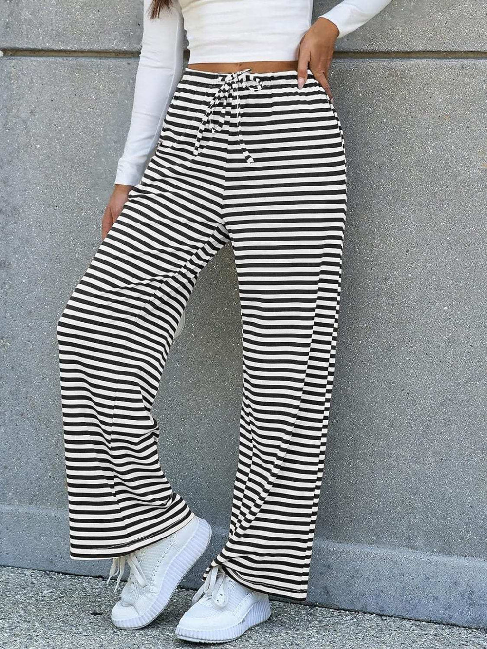 Lovelet Striped Wide Leg Pants - Trendsi - Flyclothing LLC