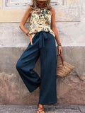 Printed Tank Top and Wide Leg Pants Set - Trendsi - Flyclothing LLC