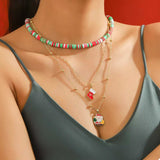 Colorful Christmas Charm Layered Necklace - Trendsi - Flyclothing LLC