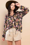 Ces Femme Ruffle Trim Long Sleeve Floral Blouse - Trendsi - Flyclothing LLC