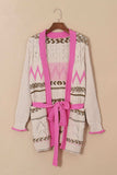 Contrast Tied Open Front Cardigan - Trendsi - Flyclothing LLC