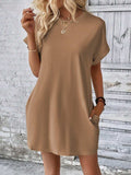 Round Neck Short Sleeve Mini Dress - Trendsi - Flyclothing LLC