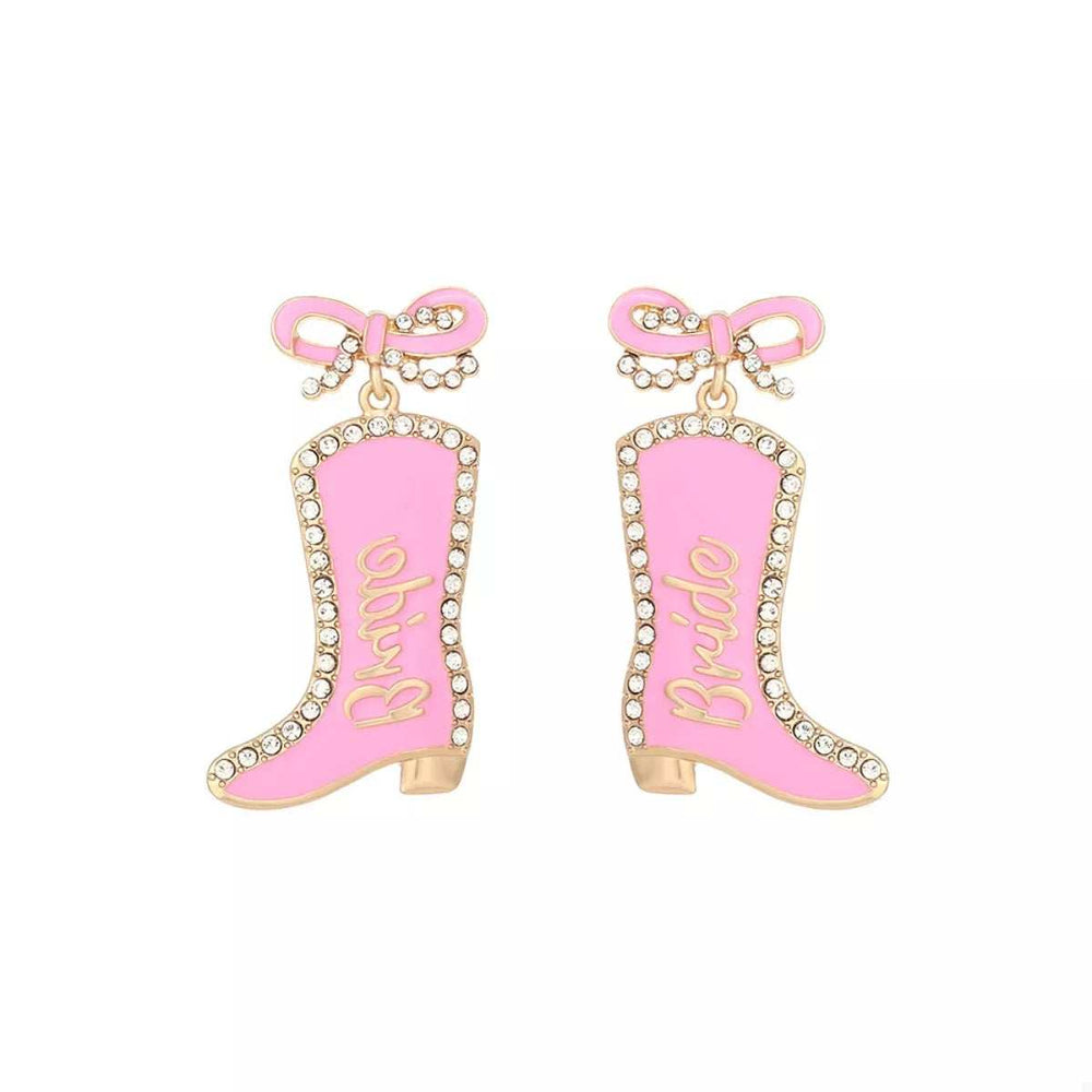Cowgirl Boot Dangle Earrings with Bow - Trendsi - Flyclothing LLC