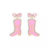 Cowgirl Boot Dangle Earrings with Bow - Trendsi - Flyclothing LLC