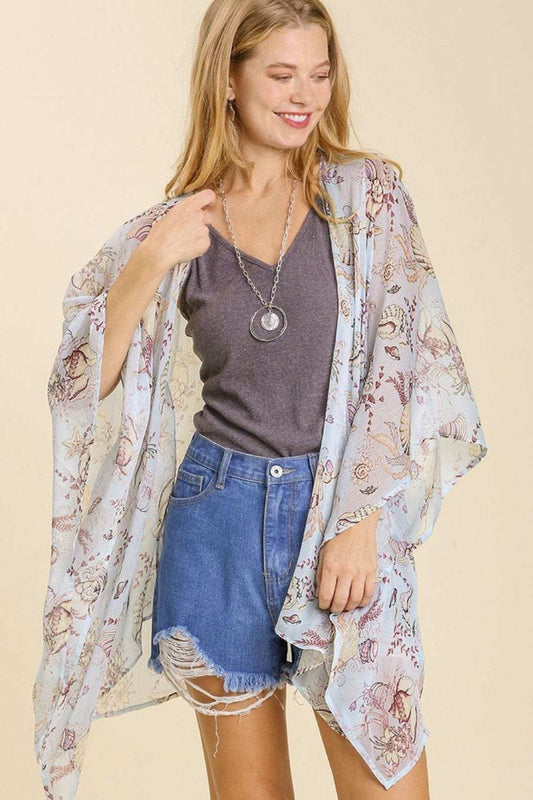 Umgee Full Size Sheer Mixed Print Kimono with Side Slit Plus Size - Trendsi - Flyclothing LLC