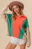 BiBi Colorblock Exposed Seam French Terry Sweatshirt - Trendsi - Flyclothing LLC