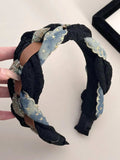 Denim Braided Wide Headband - Trendsi - Flyclothing LLC