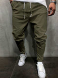 Men's Plus Size Drawstring Cropped Slim Pants - Trendsi - Flyclothing LLC
