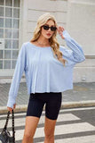 Cutout Back Round Neck Long Sleeve T-Shirt - Trendsi - Flyclothing LLC