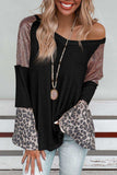 Leopard V-Neck Long Sleeve Top - Trendsi - Flyclothing LLC