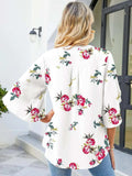 Printed Notched Half Sleeve Blouse - Trendsi - Flyclothing LLC