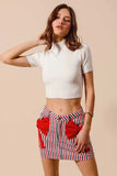 SO ME Contrast Bow Knot Pocket Fourth Of July Denim Skirt - Trendsi - Flyclothing LLC