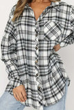 Plaid Collared Neck Long Sleeve Shirt - Trendsi - Flyclothing LLC