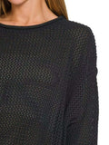 Zenana Textured Drop Shoulder Knit Top - Trendsi - Flyclothing LLC