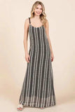 GeeGee Plus Size Striped Scoop Neck Beaded Strap Maxi Cami Dress - Trendsi - Flyclothing LLC