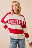 BiBi Christmas Merry Lettering Sweater - Trendsi - Flyclothing LLC