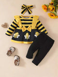 Children's Ruffled Top and Pants Set with Headband - Trendsi - Flyclothing LLC